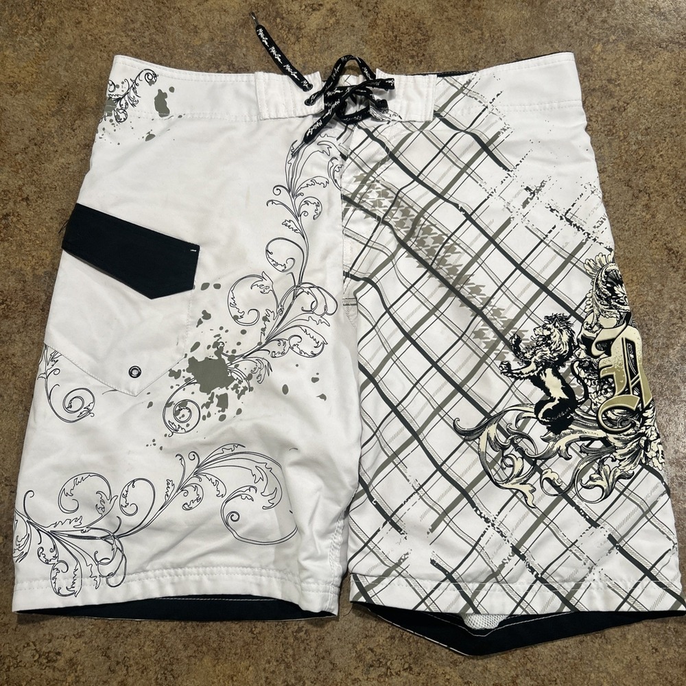 Vintage Y2k Maui And Sons Boardshorts Size 36 Surf Swim Trunks Lions